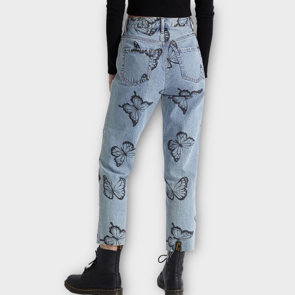 PACSUN High Rise Straight Butterfly Jeans